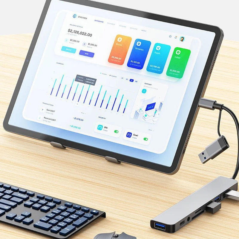 8-in-2 USB-C Docking Station — Hub with HDMI, Audio & SD Card Reader
