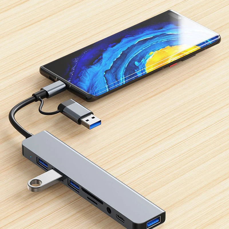 8-in-2 USB-C Docking Station — Hub with HDMI, Audio & SD Card Reader