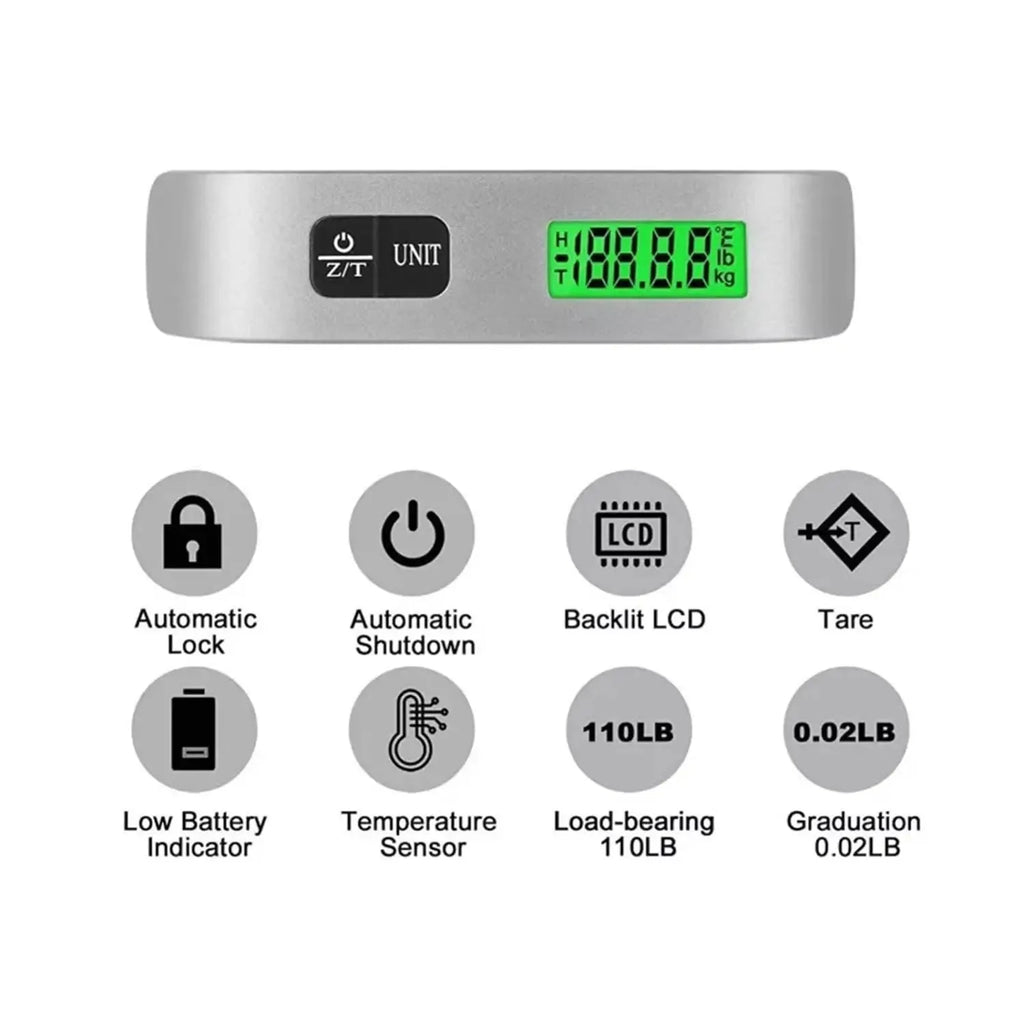 Portable Digital Luggage Scale — 110lb Hanging Travel Weight Scale