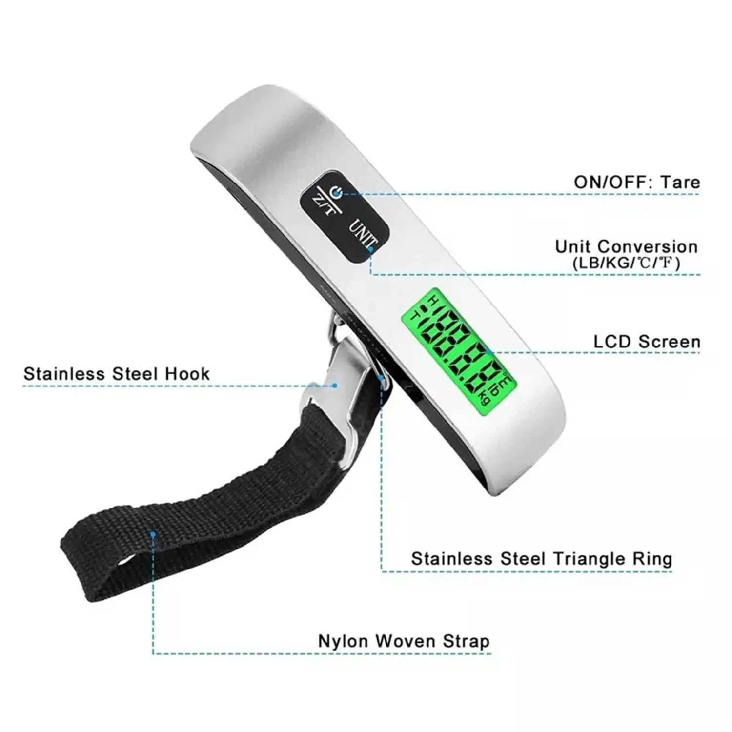 Portable Digital Luggage Scale — 110lb Hanging Travel Weight Scale