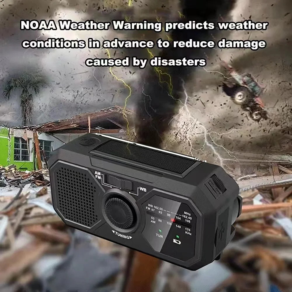 Portable Solar Emergency Radio — Hand Crank AM/FM