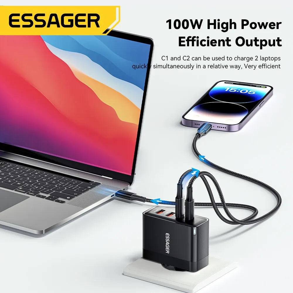 100W Universal Travel Charger — USB-C PD Fast Charging, Multi-Plug