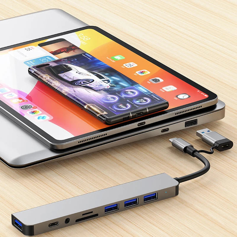 8-in-2 USB-C Docking Station — Hub with HDMI, Audio & SD Card Reader