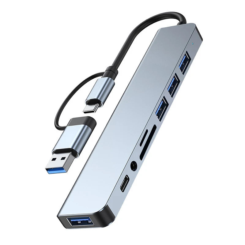 8-in-2 USB-C Docking Station — Hub with HDMI, Audio & SD Card Reader
