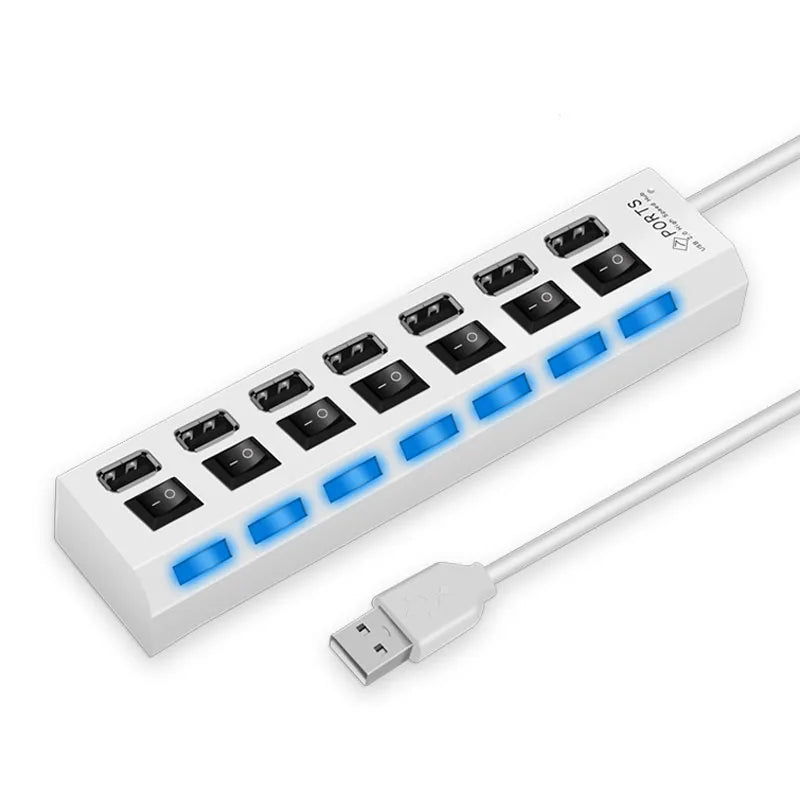 High Speed 7-Port USB 2.0 Hub — Multi Splitter for Laptop & PC