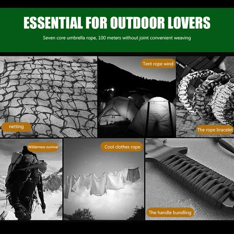550 Paracord Rope — 7-Core Survival Cord for Camping, Hiking & Outdoors