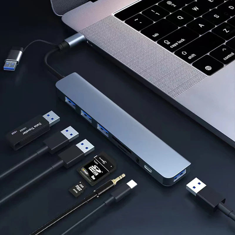 8-in-2 USB-C Docking Station — Hub with HDMI, Audio & SD Card Reader