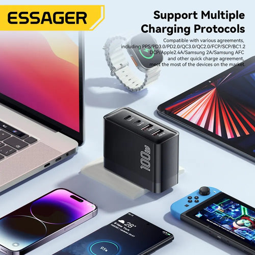 100W Universal Travel Charger — USB-C PD Fast Charging, Multi-Plug
