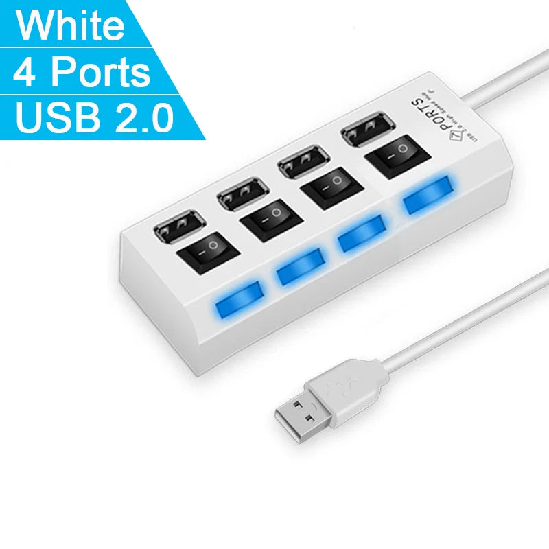 High Speed 7-Port USB 2.0 Hub — Multi Splitter for Laptop & PC