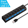 High Speed 7-Port USB 2.0 Hub — Multi Splitter for Laptop & PC